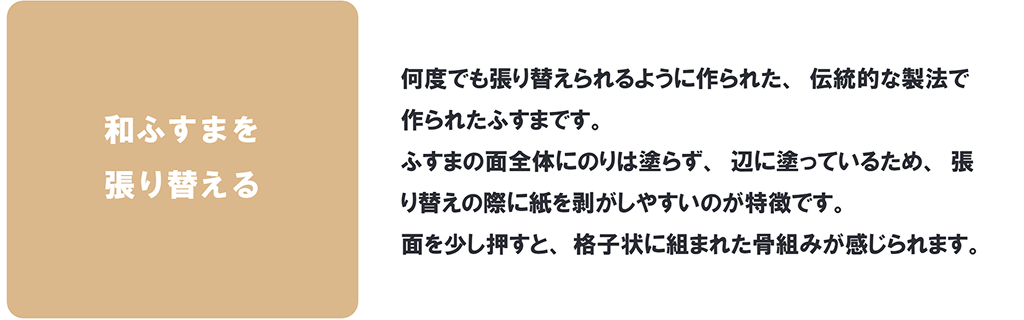 フチを外す手間はありますが何度でも張り替えられる和襖