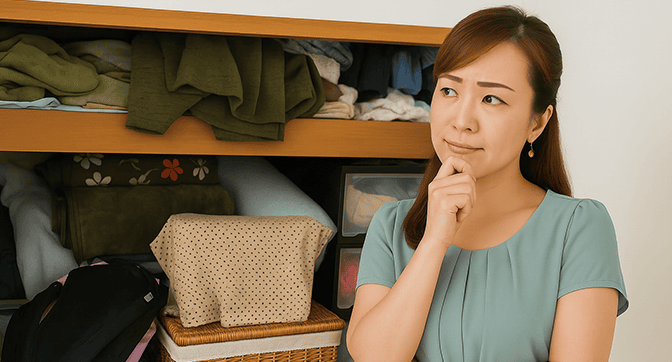業者に依頼すると、まず片付けしなくちゃいけないし…と困っている女性