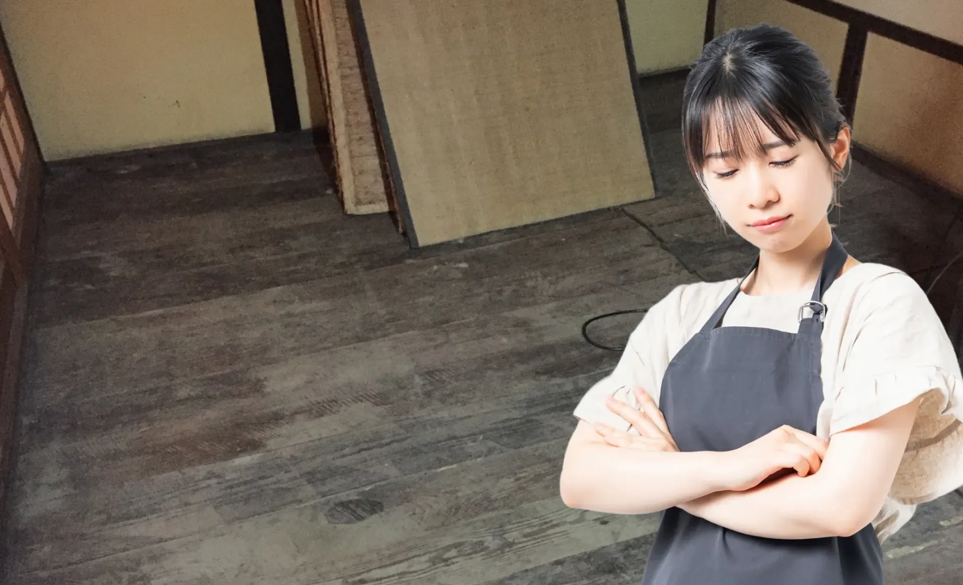 畳の張り替えをDIYで行うか悩んでいる女性のイメージ
