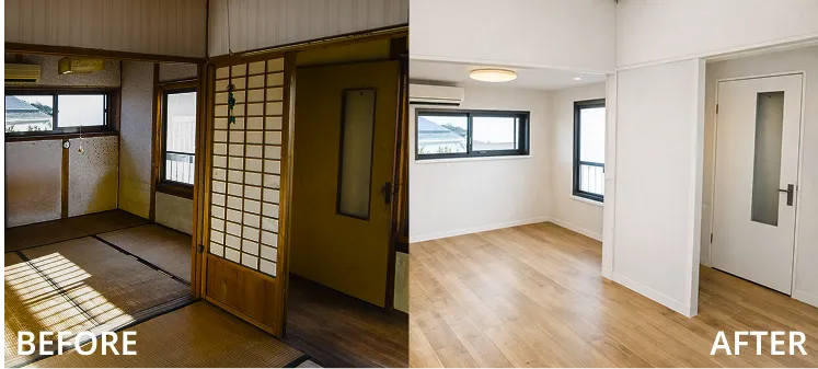 リフォーム・リノベーションによって和室が洋室に変わったビフォーアフター事例