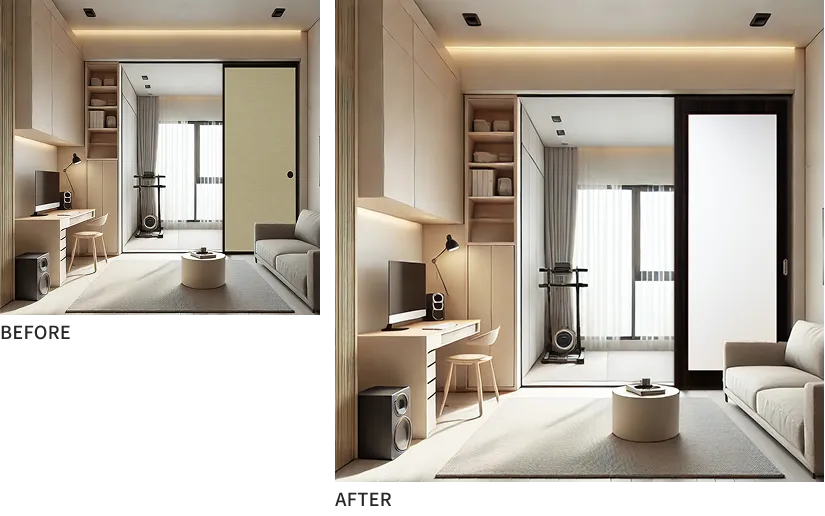 襖(ふすま)から洋風ドアへ!空間の印象がここまで変わるイメージ画像