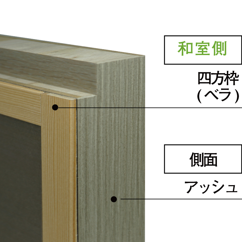 建具側面と和室側の四方枠の見え方