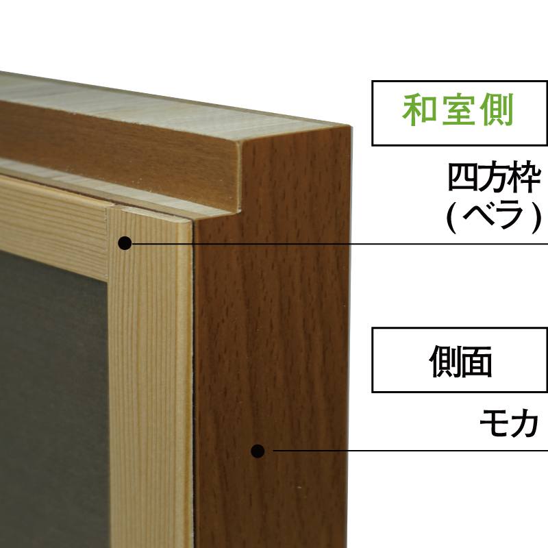 建具側面と和室側の四方枠の見え方