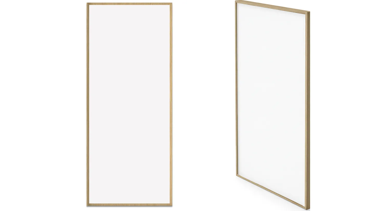 貼れるフラッシュドアの正面画像と、斜めからの画像。貼りやすい下地を使用した様子。