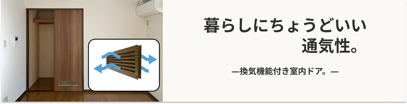 湿気やにおいがこもりやすい空間にお勧め。換気窓付き室内ドア